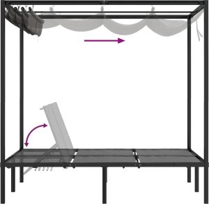 vidaXL 2-osobowy leżak z zasłonami i zadaszeniem, antracytowy 7