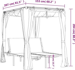 vidaXL 2-osobowy leżak z zasłonami i zadaszeniem, antracytowy 10