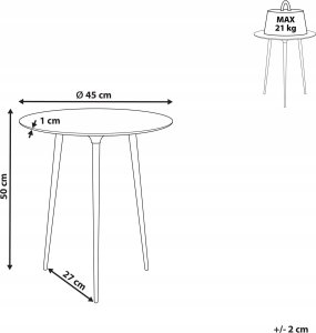 Beliani Stolik pomocniczy metalowy czarno-złoty WAIPU 3