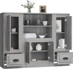 vidaXL Wysokie szafki, 3 szt, szary dąb sonoma 5