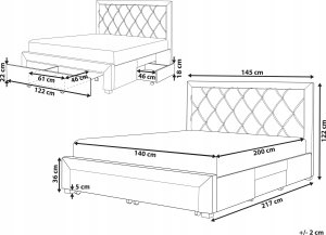 Beliani Łóżko welurowe 140 x 200 cm jasnoszare LIEVIN 4