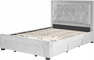 Beliani Łóżko welurowe 140 x 200 cm jasnoszare LIEVIN 6