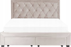 Beliani Łóżko z szufladami welurowe 180 x 200 cm beżowe LIEVIN 8