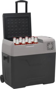 Lodówka turystyczna vidaXL vidaXL Lodówka na kółkach, z zasilaczem, czarno-szara, 50 L, PP 2