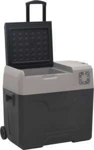 Lodówka turystyczna vidaXL vidaXL Lodówka na kółkach, z zasilaczem, czarno-szara, 50 L, PP 3