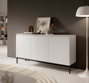 Selsey Komoda trzydrzwiowa Bemmi 150 cm biała z czarnymi nogami 2