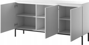Selsey Komoda trzydrzwiowa Bemmi 150 cm biała z czarnymi nogami 6