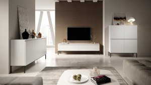 Selsey Komoda wysoka Bemmi 100 cm biała z czarnymi nogami 3