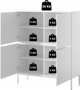 Selsey Komoda wysoka Bemmi 100 cm biała z czarnymi nogami 8