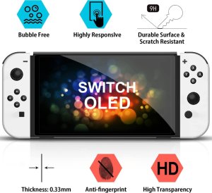 Braders 4x Szkło hartowane Nintendo Switch Oled zestaw + ramka montażowa 3