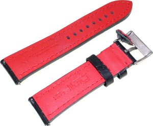 Diloy Skórzany pasek do zegarka 24 mm 395.24.53 czarny czerwony 2