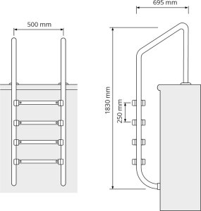 Uniprodo Drabinka do basenu ze stali nierdzewnej 4 stopnie 1820 mm Drabinka do basenu ze stali nierdzewnej 4 stopnie 1820 mm 7