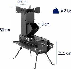 Uniprodo Piec rakietowy kuchenka polowa turystyczna składana Piec rakietowy kuchenka polowa turystyczna składana 9
