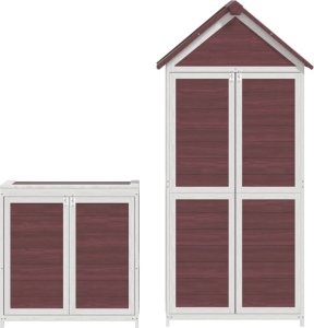 Szafa ogrodowa vidaXL 2-cz. zestaw szop narzędziowych, kolor mokki, drewno sosnowe 6