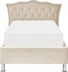 Beliani Łóżko welurowe z pojemnikiem 90 x 200 cm beżowe METZ 7