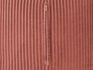 Beliani Puf sztruksowy 50 x 50 x 30 cm jasnoczerwony MUKKI 5