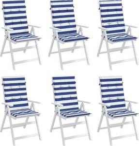 vidaXL vidaXL Poduszki na krzesła, 6 szt., niebiesko-białe paski, tkanina 4