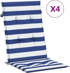 vidaXL Poduszki na krzesła, 4 szt., niebiesko-białe paski, tkanina 2