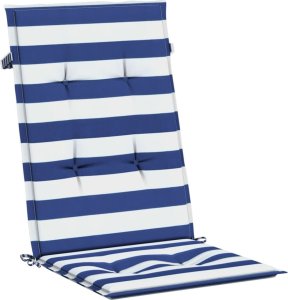 vidaXL Poduszki na krzesła, 4 szt., niebiesko-białe paski, tkanina 5