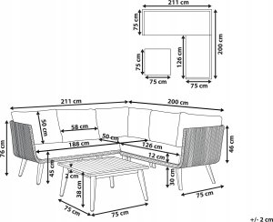 Beliani Zestaw ogrodowy drewno akacjowe beżowy ALCAMO 6