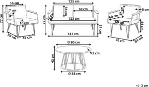 Beliani Zestaw ogrodowy 4-osobowy biało-beżowy MONTESILVANO 10