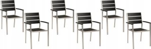 Beliani Krzesło ogrodowe Zestaw 6 MDF Czarno-srebrny VERNIO 2