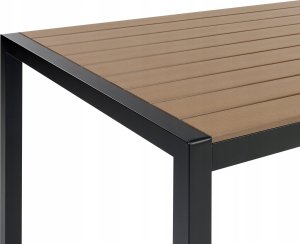 Beliani Stół ogrodowy 180 x 90 cm jasne drewno z czarnym VERNIO 5