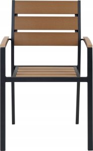 Beliani Zestaw ogrodowy stół i 6 krzeseł jasne drewno z czarnym VERNIO 2