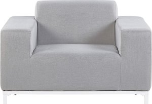 Beliani Zestaw ogrodowy tapicerowany 5-osobowy jasnoszary z białym ROVIGO 8