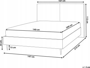 Beliani Łóżko tapicerowane 140 x 200 cm szare IZERNORE 7