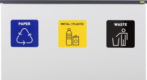 Ulsonix Kosz na śmieci odpady do segregacji 3 komory STAL 180 l srebrny Kosz na śmieci odpady do segregacji 3 komory STAL 180 l srebrny 2