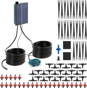 Hillvert System nawadniający do ogrodu solarny automatyczny 25 kroplowników 5 m 1.6 W System nawadniający do ogrodu solarny automatyczny 25 kroplowników 5 m 1.6 W 1