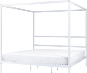 Beliani Łóżko metalowe z baldachimem 180 x 200 cm białe LESTARDS 6