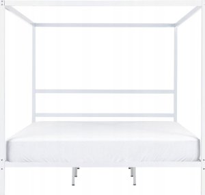 Beliani Łóżko metalowe z baldachimem 180 x 200 cm białe LESTARDS 9