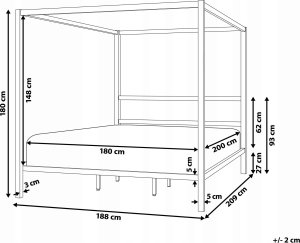 Beliani Łóżko metalowe z baldachimem 180 x 200 cm białe LESTARDS 10