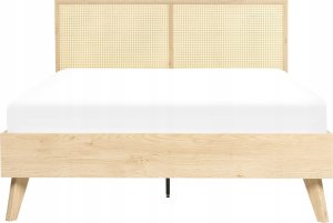 Beliani Łóżko rattanowe 140 x 200 cm jasne drewno MONPAZIER 2