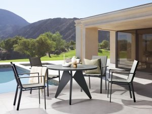 Beliani Zestaw 4 krzeseł ogrodowych czarny BUSSETO 2