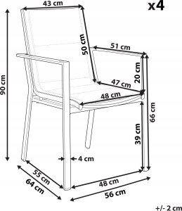 Beliani Zestaw 4 krzeseł ogrodowych czarny BUSSETO 3