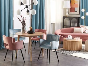 Beliani Zestaw 2 krzeseł do jadalni welurowe jasnoniebieskie SANILAC 2