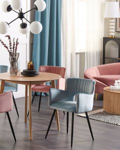 Beliani Zestaw 2 krzeseł do jadalni welurowe jasnoniebieskie SANILAC 9