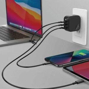 Ładowarka Energea ENERGEA ład. siec. 1xUSB+2xUSB-C PD-PPS-QC 3.0 66W 2C1A czarny/black US+EU Travelite GAN66 2