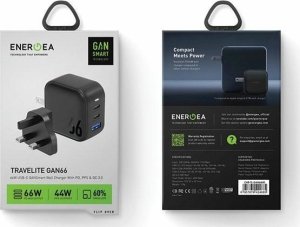 Ładowarka Energea ENERGEA ład. siec. 1xUSB+2xUSB-C PD-PPS-QC 3.0 66W 2C1A czarny/black US+EU Travelite GAN66 5