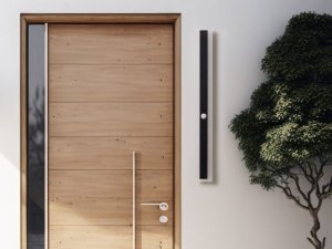 Kinkiet Beliani Lampa ścienna zewnętrzna LED z czujnikiem ruchu 80 cm czarna SAVANE 3