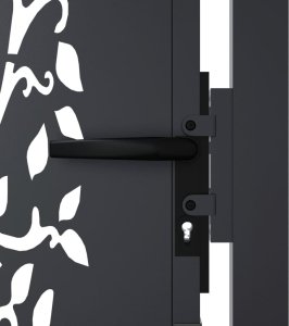 vidaXL vidaXL Furtka ogrodowa, antracytowa, 105x155 cm, stal, motyw drzewa 7