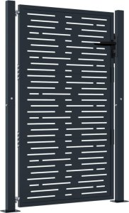 vidaXL vidaXL Furtka ogrodowa, antracytowa, 105x155 cm, stal, w prostokąty 2
