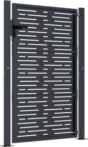 vidaXL vidaXL Furtka ogrodowa, antracytowa, 105x155 cm, stal, w prostokąty 5
