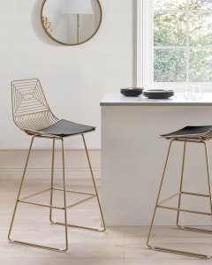 Beliani Metal Krzesło barowe Zestaw 2 Złoty BISBEE 11