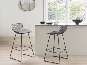 Beliani Metal Krzesło barowe Zestaw 2 Czarny FREDONIA 10