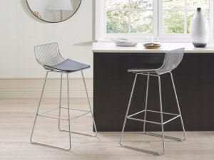 Beliani Zestaw 2 krzeseł barowych metalowy srebrny FREDONIA 10