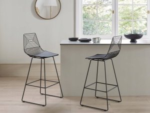 Beliani Zestaw 2 krzeseł barowych metalowy czarny BISBEE 9